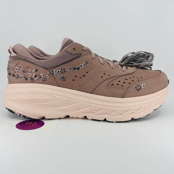 Hoka One One Bondi L Leather BP Vibrant Bloom Running Shoes \'Quartzite\' Size 12